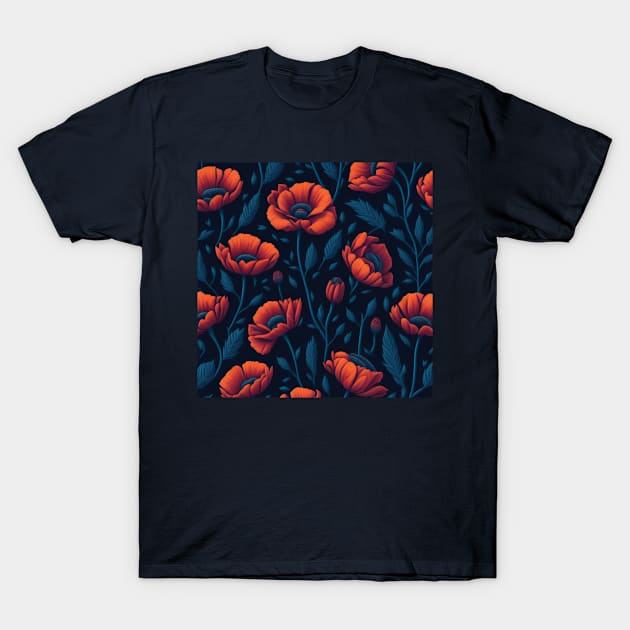 Poppies Flower Pattern T-Shirt by Stylish Dzign